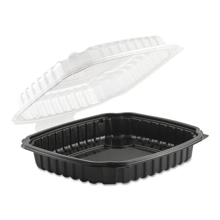 ANCHOR PACKAGING Culinary Basics Microwavable Container, 36oz, 9x9x2.5, Clr/Blk, PK100 4669911